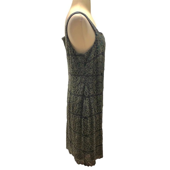 Jessica Howard NEW Lace Panel Sleeveless Sheath Dress Charcoal Gold Metallic 14P - Picture 7 of 13